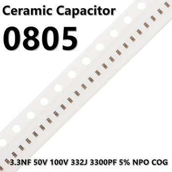 (50шт) 0805 3.3 NF 50V 100V 332J 3300PF 5% Keramički kondenzatori NPO COG 2012 SMD