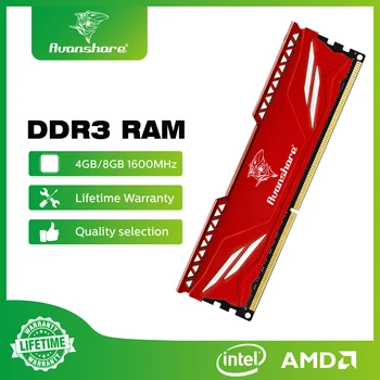 Memorija Avanshare DDR3 4 GB 8 GB 1333 Mhz i 1600 Mhz Društvene Memorije Uređaja Bez ECC, Небуферизованный DIMM S Hlađenja Prsluk, Crveni Radijator