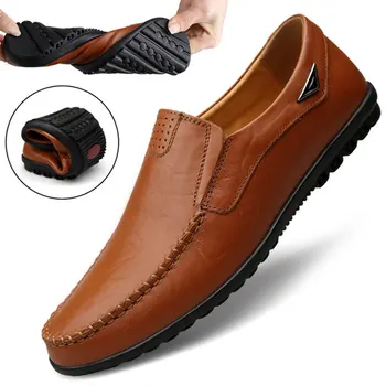 Muške casual cipele od prave kože luksuzni brand 2023, gospodo dizajnerske Лоферы, Natikače, Crne cipele za vožnju bez spojnica, Zapatos Casuales