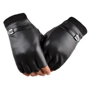 Muške rukavice za jahanje, crne rukavice za jahanje, muške rukavice od umjetne kože na полпальца za jesensko-zimske sportove, penjanje, fitnes